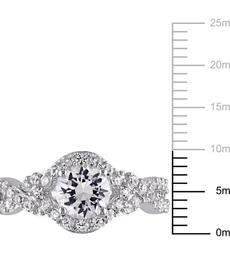 Women'S Created Sapphire Sterling Silver Engagement Ring