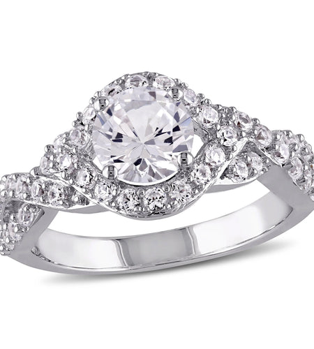 Women'S Created Sapphire Sterling Silver Engagement Ring