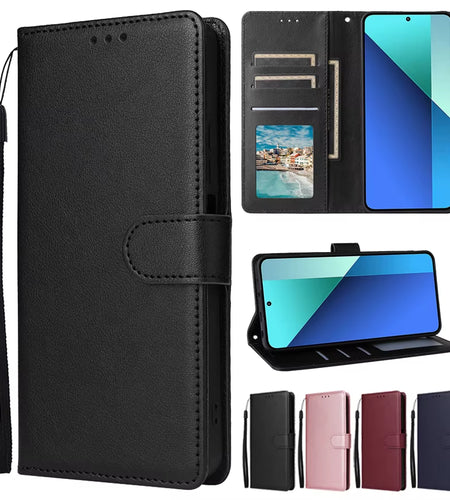 Wallet with Card Slot Kickstand Magnetic Flip Leather Case for Xiaomi Redmi Note 13 Pro plus 12 12S 11 11S 10 10S 9 Pro 8T 7