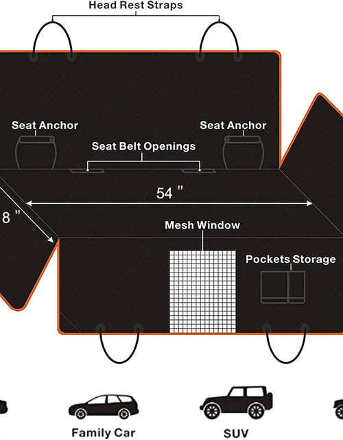 Load image into Gallery viewer, Dog Car Seat Cover,  Waterproof Nonslip Pet Seat Cover for Back Seat with Storage Pockets Mesh Visual Window, Black Heavy Duty Scratchproof Pet Dog Seat Cover Hammock for Cars Trucks
