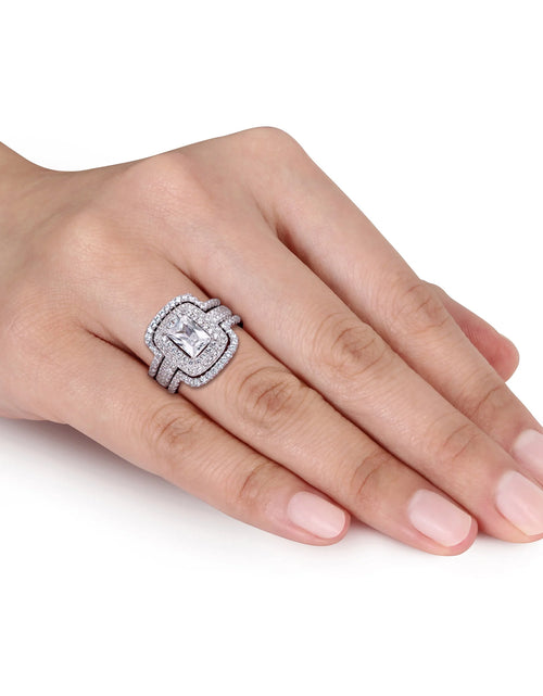 Load image into Gallery viewer, Women'S Cubic Zirconia and Emerald Sterling Silver Bridal Set
