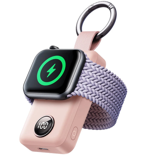Portable Charger for Apple Watch, 2000Mah Magnetic Wireless Power Bank Fast Charger Keychain, Compatible for Iwatch Series 11/10/9/8/7/6/5/Se/4/3/2/Ultra, Pink
