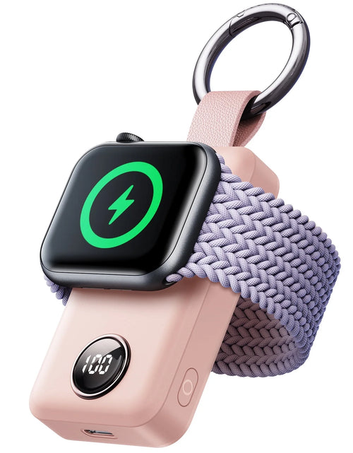 Load image into Gallery viewer, Portable Charger for Apple Watch, 2000Mah Magnetic Wireless Power Bank Fast Charger Keychain, Compatible for Iwatch Series 11/10/9/8/7/6/5/Se/4/3/2/Ultra, Pink
