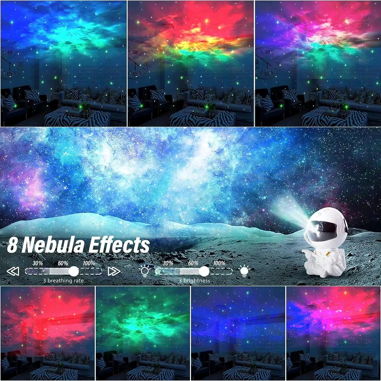 Galaxy Star Projector Night Light Astronaut Space Ceiling LED Lamp for Bedroom Home Decor Kids Gift - Starry Nebula Projector