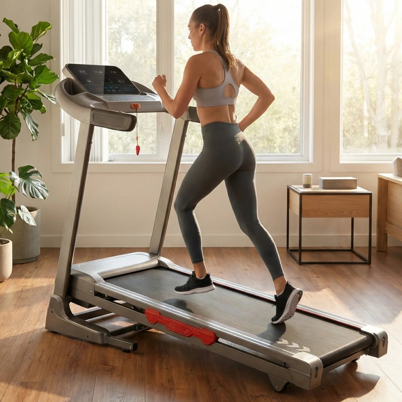 Auto Incline Treadmill Folding Electric Treadmill 286Lbs APP Bluetooth Exercise Treadmill for Home Office Speed Range of 0.6 to 9 Mph