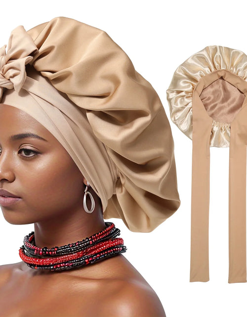 Load image into Gallery viewer, Satin Bonnet Silk Bonnet for Sleeping Silk Sleep Cap Double Layer Hair Bonnet with Elastic Tie Band
