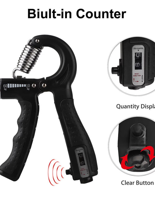 Load image into Gallery viewer, Hand Grip Strengthener,  Hand Squeezer Exerciser Adjustable Resistance 22-132Lbs for Forearm Finger Train, Black
