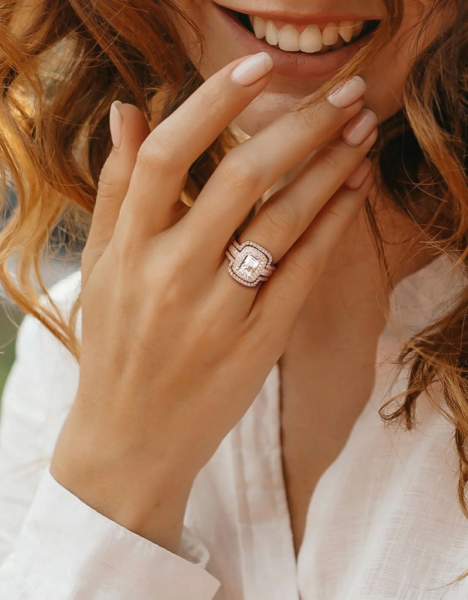 Women'S Cubic Zirconia and Emerald Sterling Silver Bridal Set