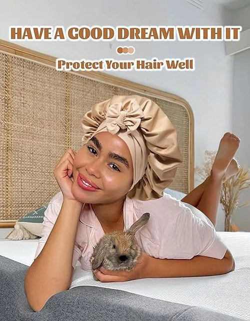 Load image into Gallery viewer, Satin Bonnet Silk Bonnet for Sleeping Silk Sleep Cap Double Layer Hair Bonnet with Elastic Tie Band
