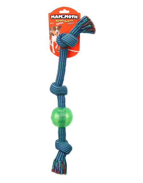 Load image into Gallery viewer, Flossy Chews Extra 3 Knot Tug with TPR Ball Rope Dog Toy, Large, 20"

