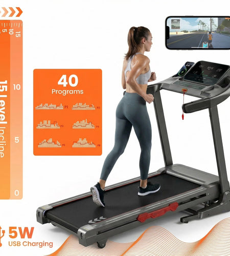 Auto Incline Treadmill Folding Electric Treadmill 286Lbs APP Bluetooth Exercise Treadmill for Home Office Speed Range of 0.6 to 9 Mph