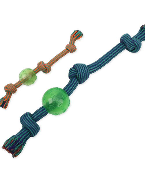 Load image into Gallery viewer, Flossy Chews Extra 3 Knot Tug with TPR Ball Rope Dog Toy, Large, 20"
