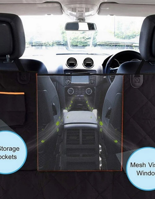 Load image into Gallery viewer, Dog Car Seat Cover,  Waterproof Nonslip Pet Seat Cover for Back Seat with Storage Pockets Mesh Visual Window, Black Heavy Duty Scratchproof Pet Dog Seat Cover Hammock for Cars Trucks
