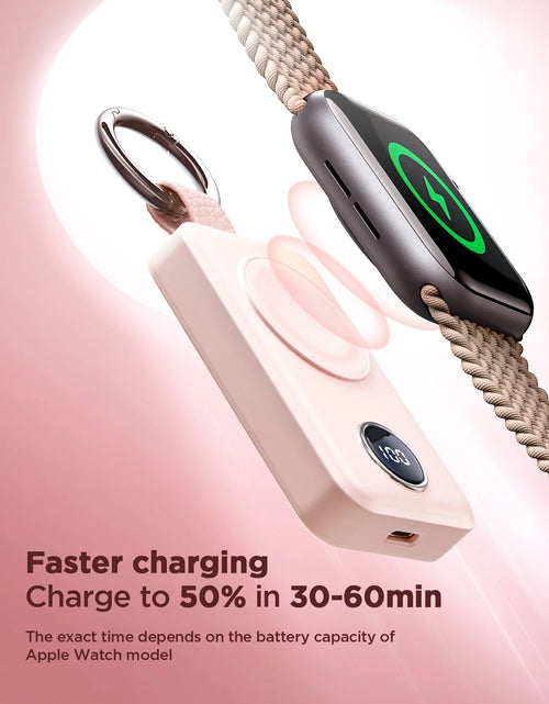 Load image into Gallery viewer, Portable Charger for Apple Watch, 2000Mah Magnetic Wireless Power Bank Fast Charger Keychain, Compatible for Iwatch Series 11/10/9/8/7/6/5/Se/4/3/2/Ultra, Pink
