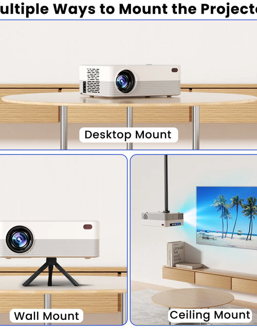 Load image into Gallery viewer, 5G Wifi Projector with Bluetooth, 2024 Upgrade Native 1080P Projector for Outdoor &amp; Camping, Wireless Mini Movie Projector Support 4K Resolution, for Home &amp; Camping &amp; Party
