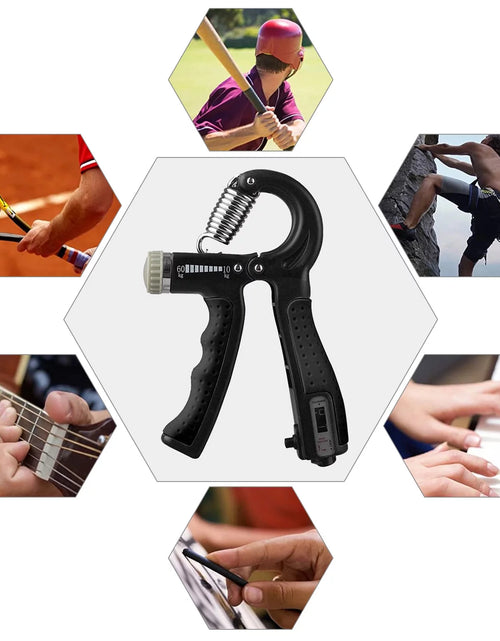 Load image into Gallery viewer, Hand Grip Strengthener,  Hand Squeezer Exerciser Adjustable Resistance 22-132Lbs for Forearm Finger Train, Black
