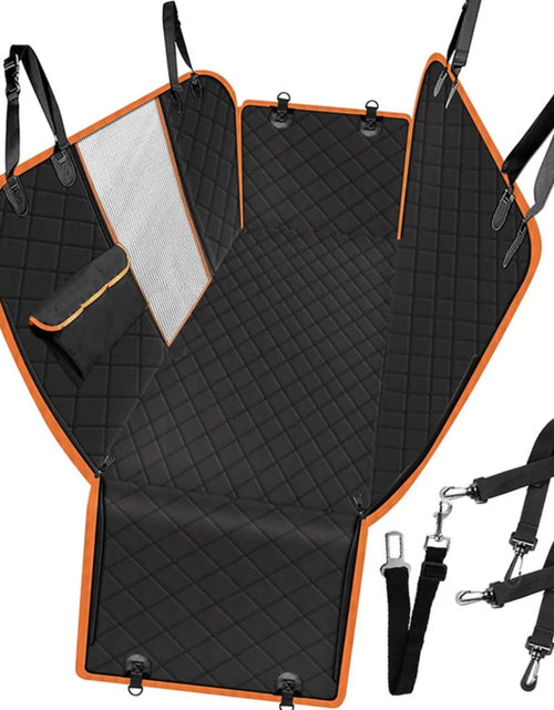 Load image into Gallery viewer, Dog Car Seat Cover,  Waterproof Nonslip Pet Seat Cover for Back Seat with Storage Pockets Mesh Visual Window, Black Heavy Duty Scratchproof Pet Dog Seat Cover Hammock for Cars Trucks
