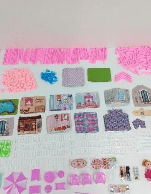 Load image into Gallery viewer, Doll House for Girls, 5-Story 19 Rooms Huge Dollhouse Playset with LED Lights, 2 Dolls, Furnitures, Accessories, DIY Pretend Play House Toys Gifts for Kids, Pink
