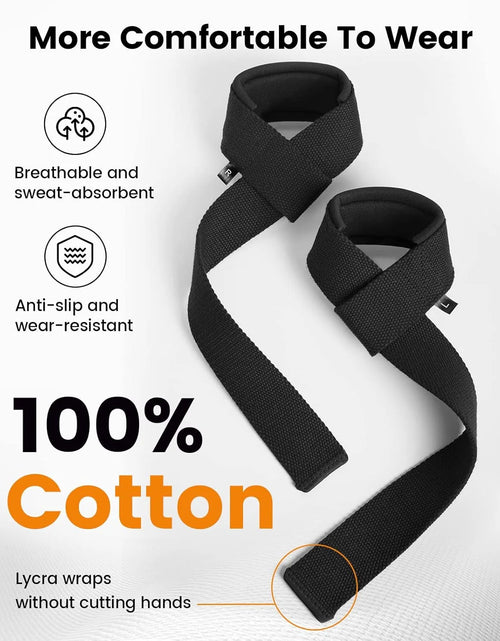 Load image into Gallery viewer, Pro Gym Reaper Lifting Straps, Black, 2.5Mm Thick &amp; Reinforced Stitching for Deadlifts &amp; Pull-Ups
