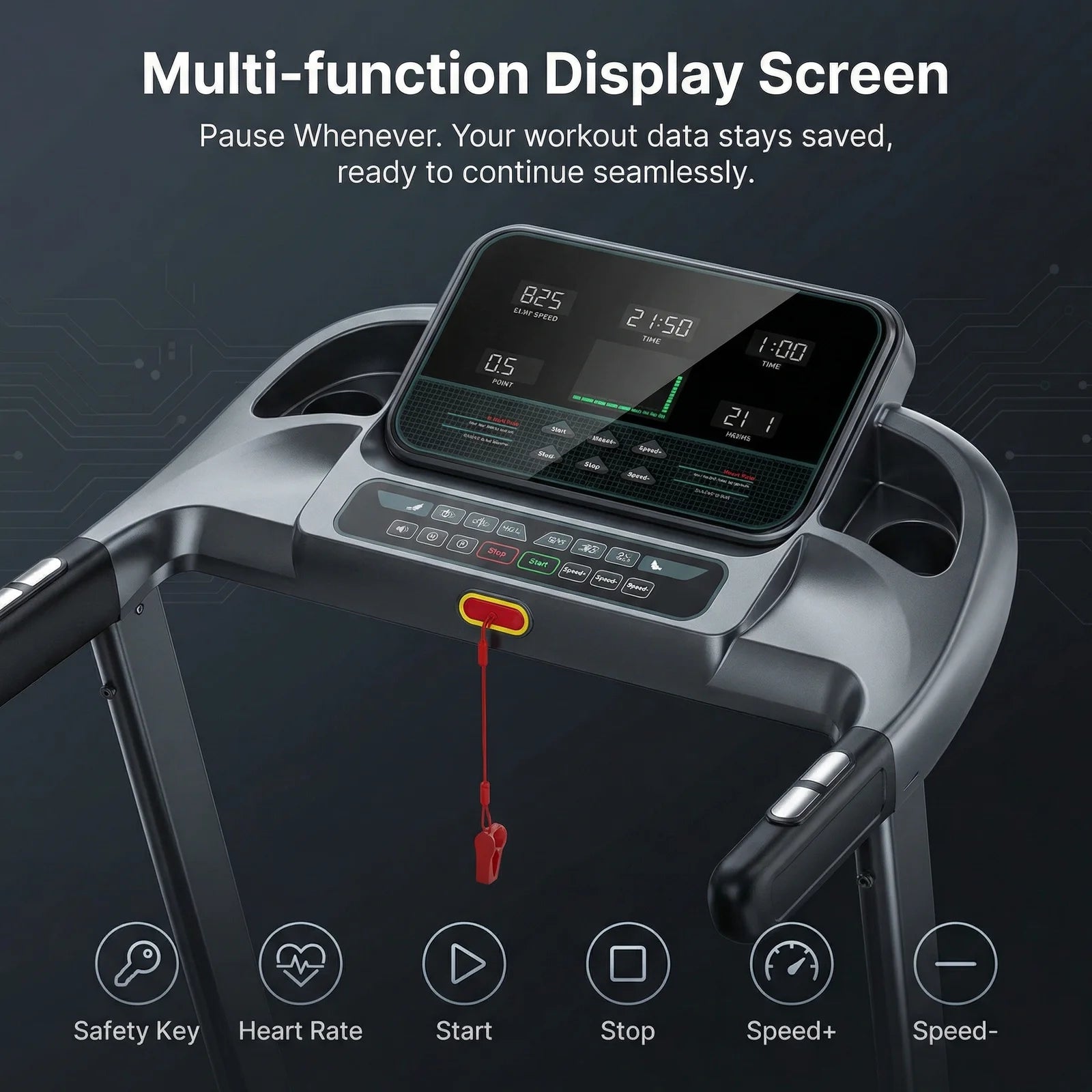 Auto Incline Treadmill Folding Electric Treadmill 286Lbs APP Bluetooth Exercise Treadmill for Home Office Speed Range of 0.6 to 9 Mph