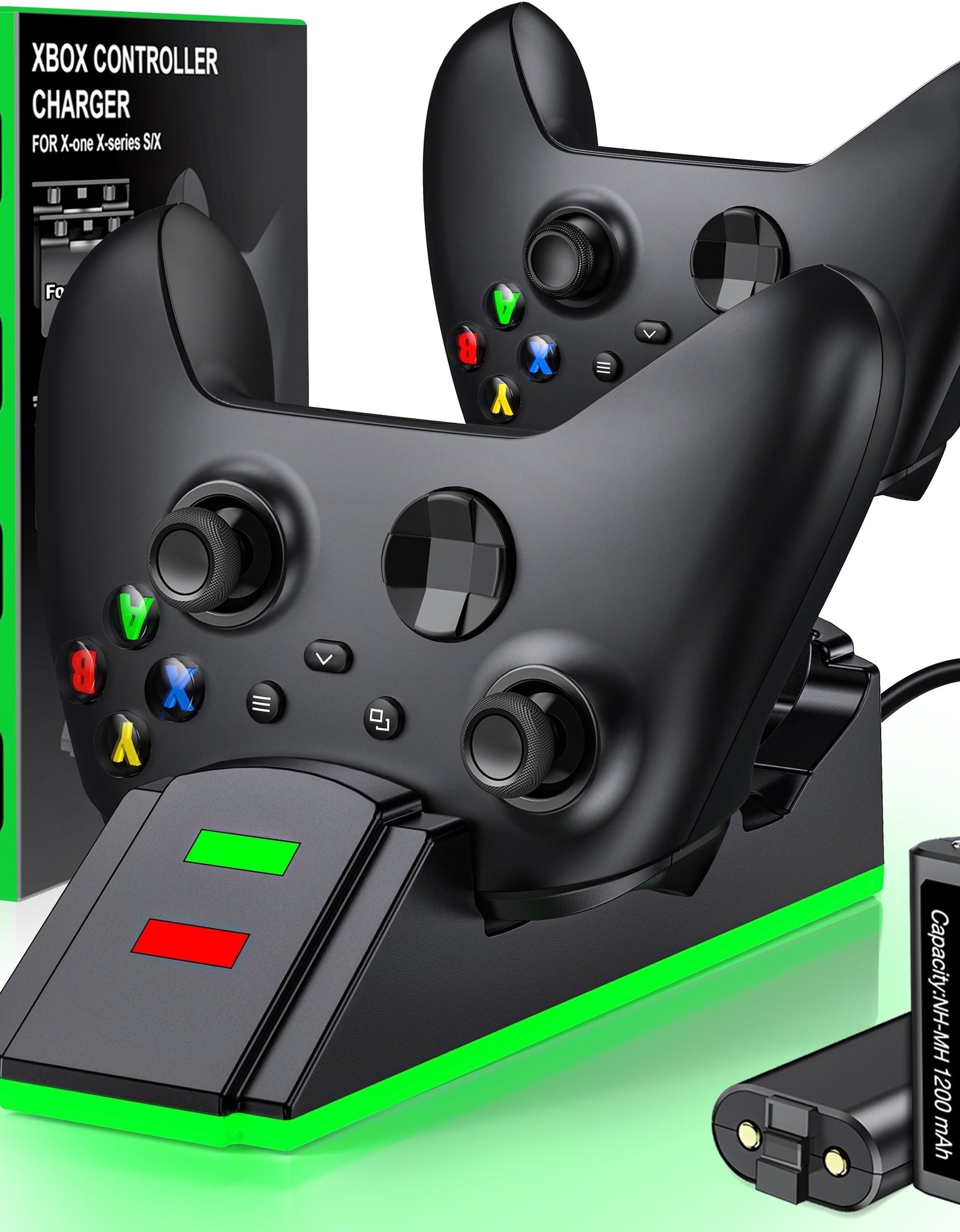 Xbox Controller Charger with 2 X 3600Mwh Rechargeable Battery Pack for Xbox Series X|S Controller