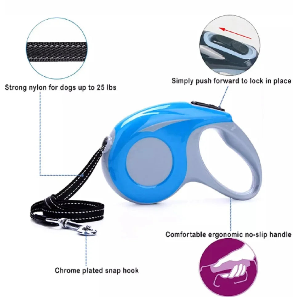 16Ft Heavy-Duty Retractable Dog Leash – Tangle-Free Pet Walking Leash with One-Touch Lock System & Anti-Slip Handle for Medium & Large Dogs