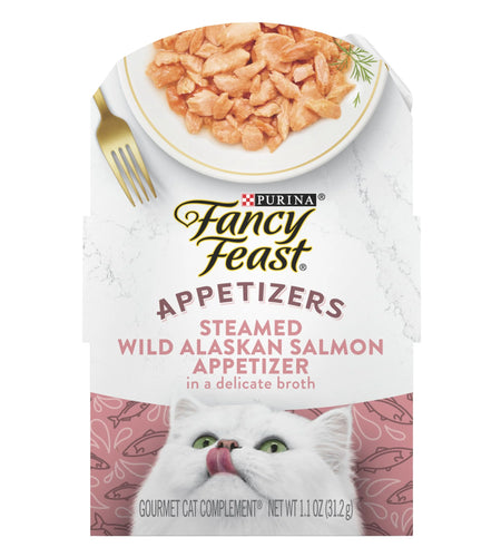 Purina  Appetizers Wet Cat Food, Steamed Alaskan Salmon, 1.1 Oz Trays (10 Pack)