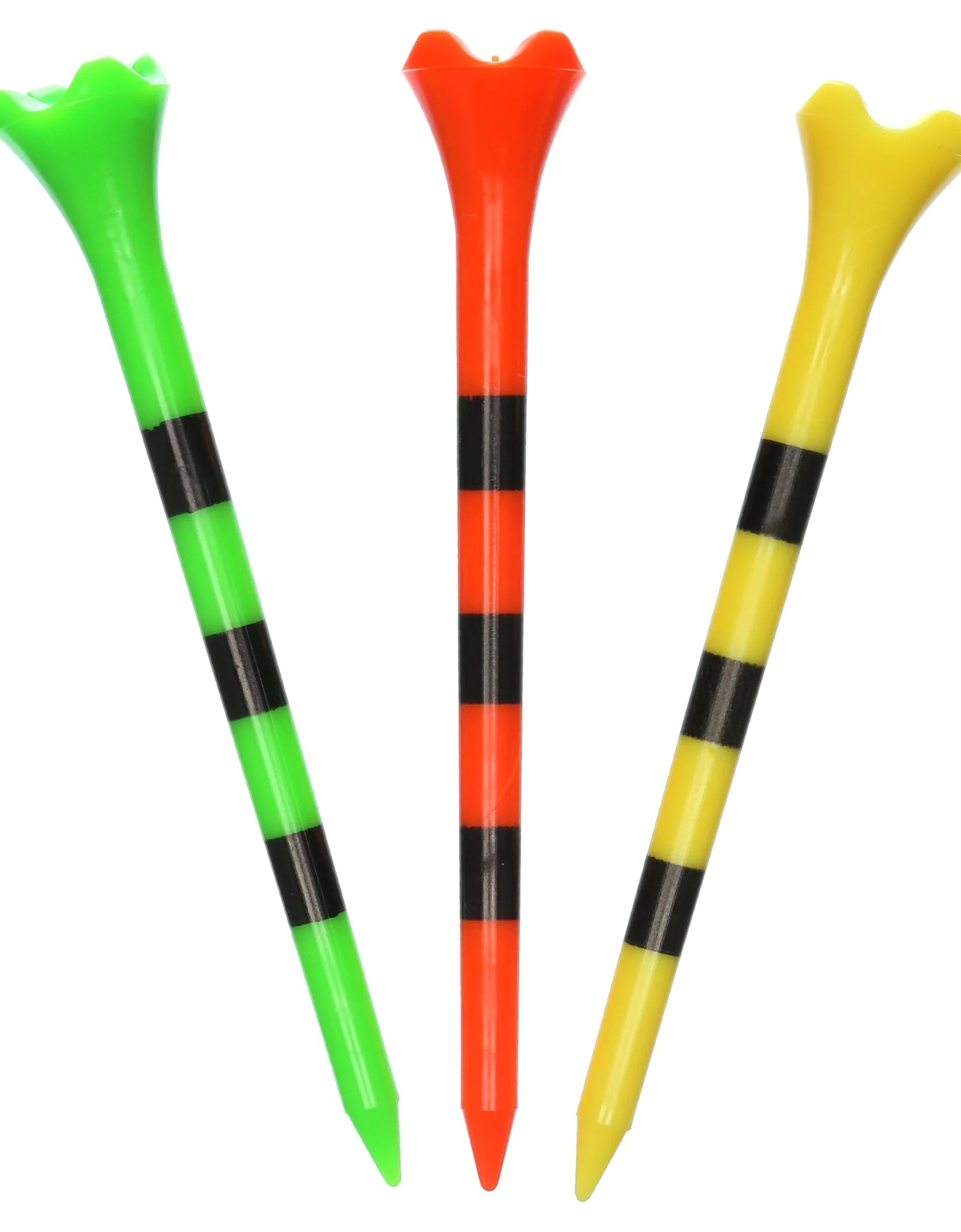 Pride Performance Plastic Golf Tees, 3-1/4" Length, Striped Fruit Mix, 25 Count, Low-Resistance Head for Golf, Longer Drives, Durable Plastic