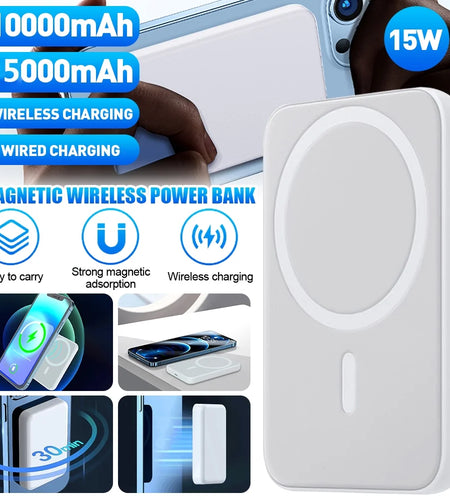 Wireless Portable Charger Mini Magnetic 5000Mah/10,000Mah Mobile Power for Iphone 15/14/13/12/Mini/Pro/Pro M Ax-Gray