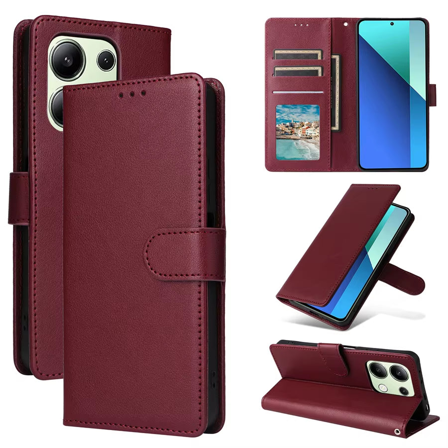 Wallet with Card Slot Kickstand Magnetic Flip Leather Case for Xiaomi Redmi Note 13 Pro plus 12 12S 11 11S 10 10S 9 Pro 8T 7