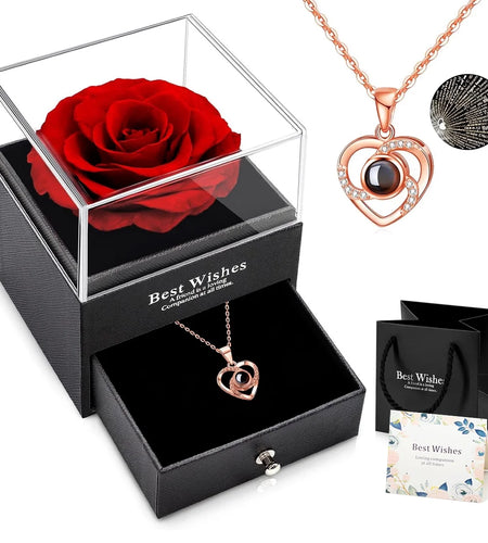 Eternal Rose I Love You Necklace Red Rose Necklace