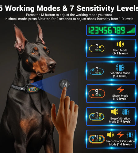 Dog Shock Collar for Large Dogs,Smart Bark Collar,Rechargeable anti Barking Training Collar with 7 Adjustable Sensitivity, with Beep Vibration