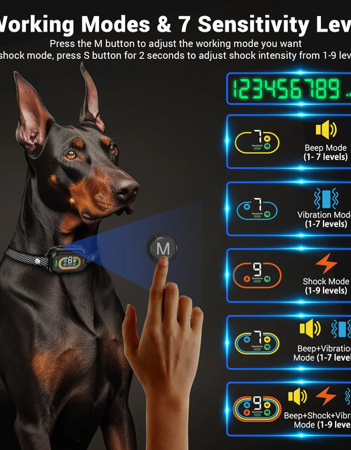 Load image into Gallery viewer, Dog Shock Collar for Large Dogs,Smart Bark Collar,Rechargeable anti Barking Training Collar with 7 Adjustable Sensitivity, with Beep Vibration

