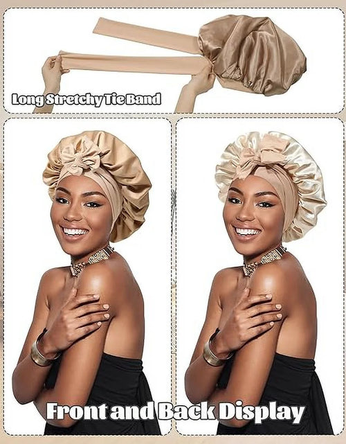 Load image into Gallery viewer, Satin Bonnet Silk Bonnet for Sleeping Silk Sleep Cap Double Layer Hair Bonnet with Elastic Tie Band
